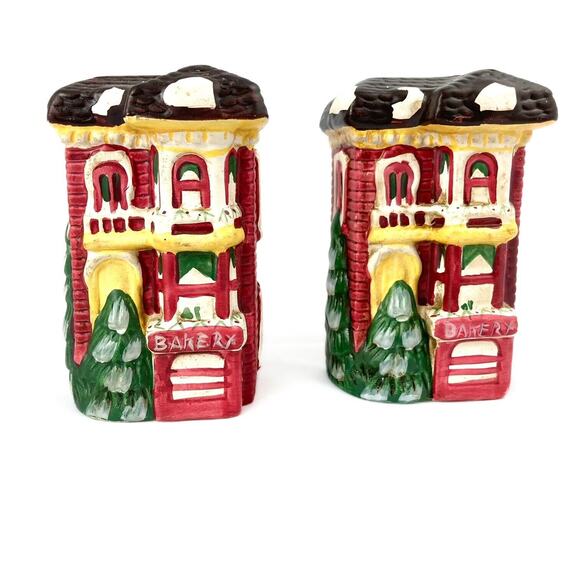 Vintage Christmas Village Ceramic Holiday Town Napkin Rings Two Sets of 4 rings - Picture 7 of 13